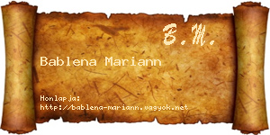 Bablena Mariann névjegykártya