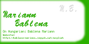 mariann bablena business card